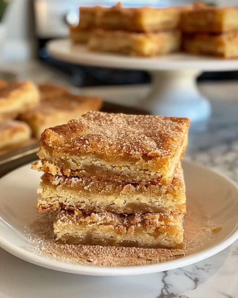 Perfectly sliced Apple Cinnamon Snickerdoodle Bars served