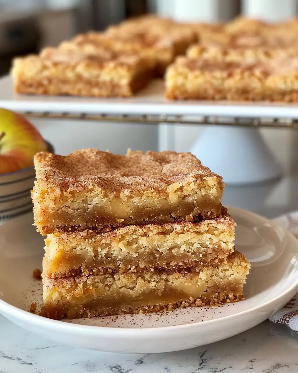 Freshly baked Apple Cinnamon Snickerdoodle Bars steaming hot