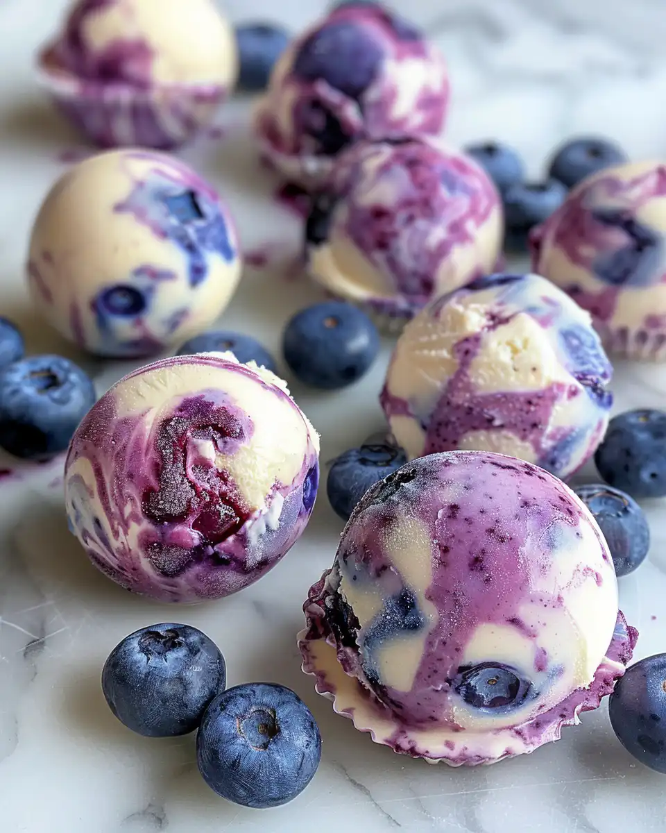 Close up of creamy blueberry yogurt bites in silicone molds
