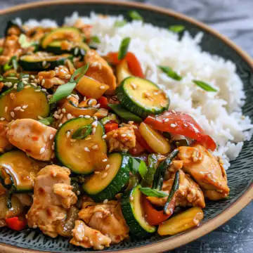 Easy Chicken Zucchini Stir Fry Recipe taken with iphone 15 pro max --iw 2 --ar 4:5 --v 6.0 --raw