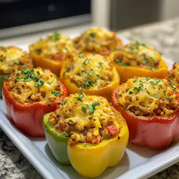 Easy Classic Stuffed Peppers taken with iphone 15 pro max --iw 2 --ar 4:5 --v 6.1 --raw