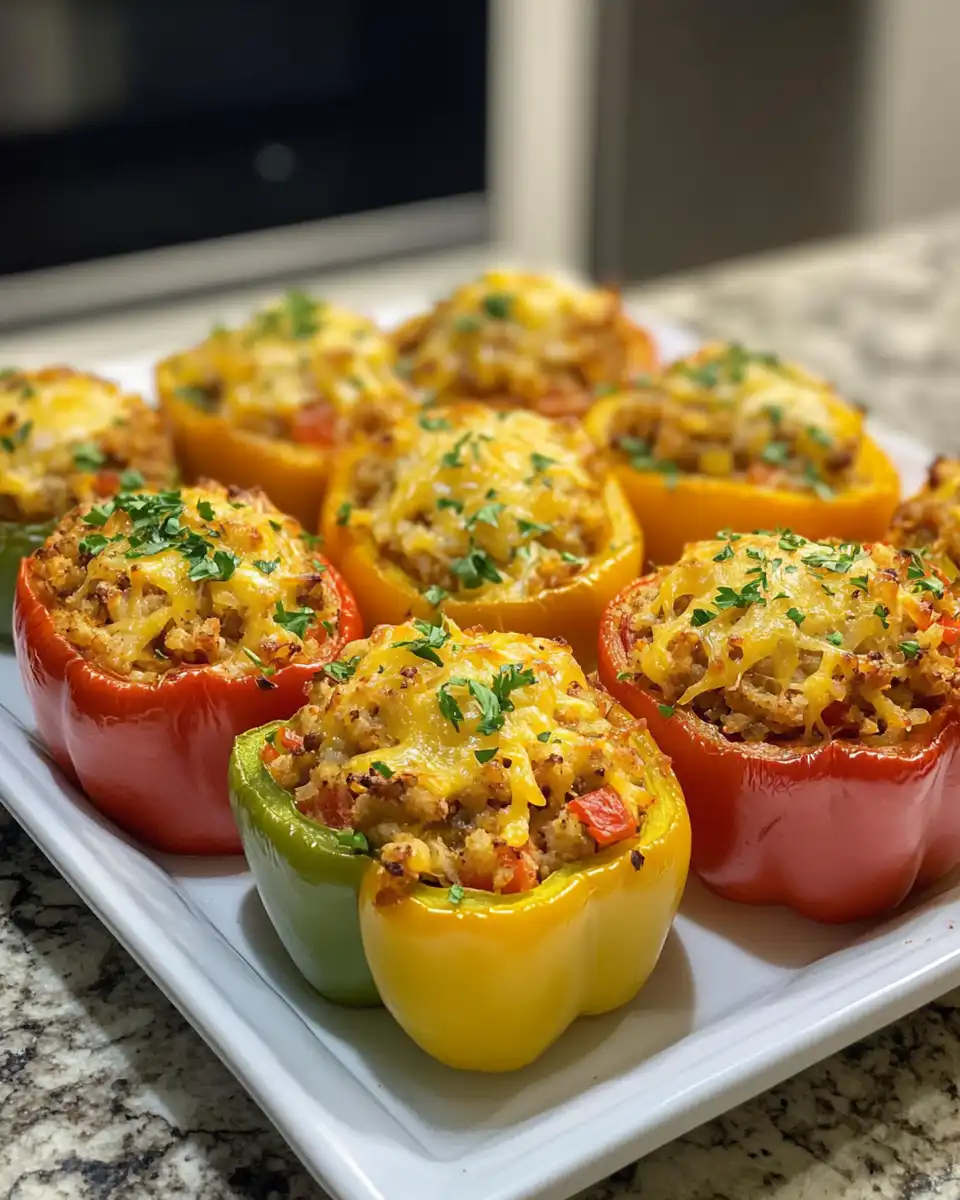 Classic stuffed bell peppers cooking with steam in pressure cooker