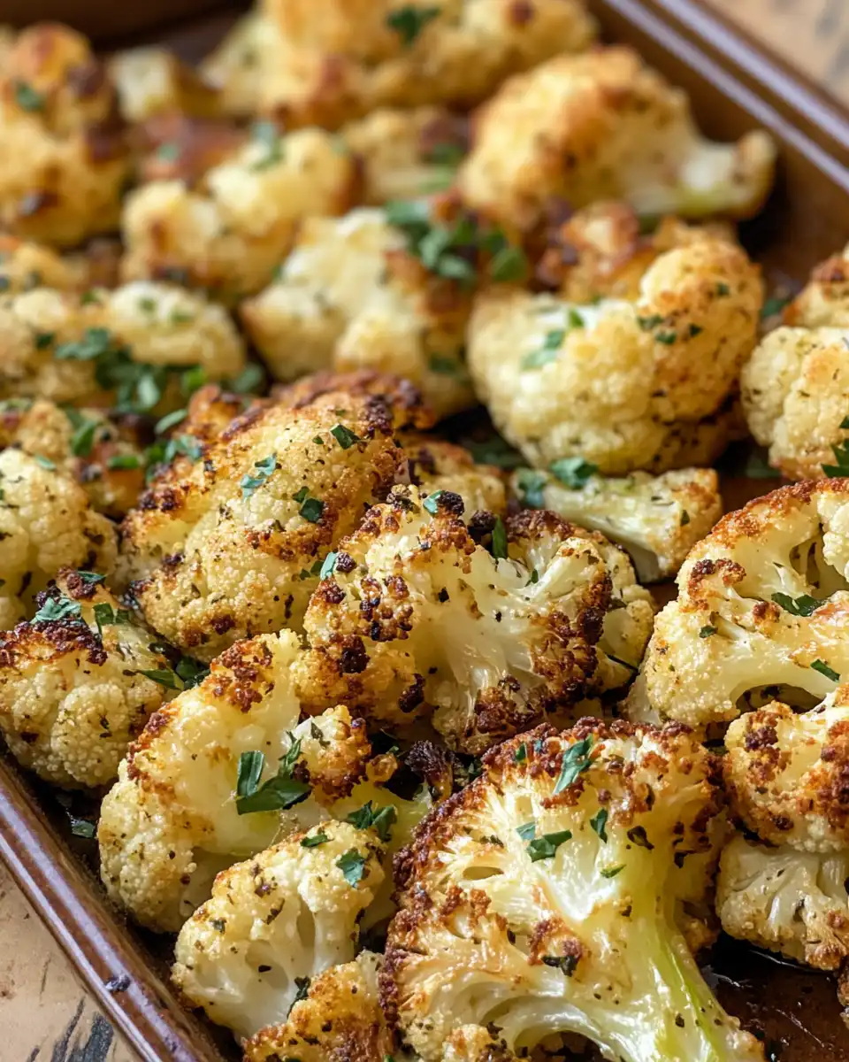 Ingredients for garlic butter roasted cauliflower in bowl