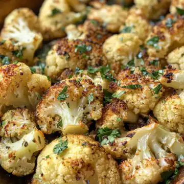 Easy Garlic Butter Roasted Cauliflower taken with iphone 15 pro max --iw 2 --ar 4:5 --v 6.1 --raw