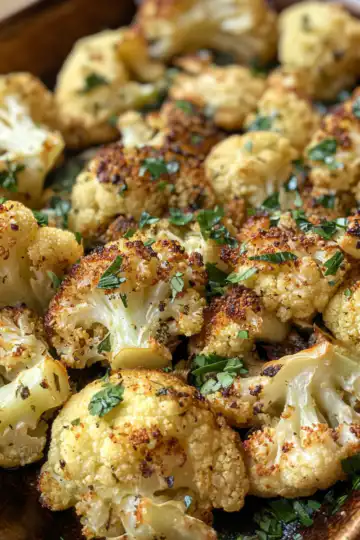 Easy Garlic Butter Roasted Cauliflower taken with iphone 15 pro max --iw 2 --ar 4:5 --v 6.1 --raw