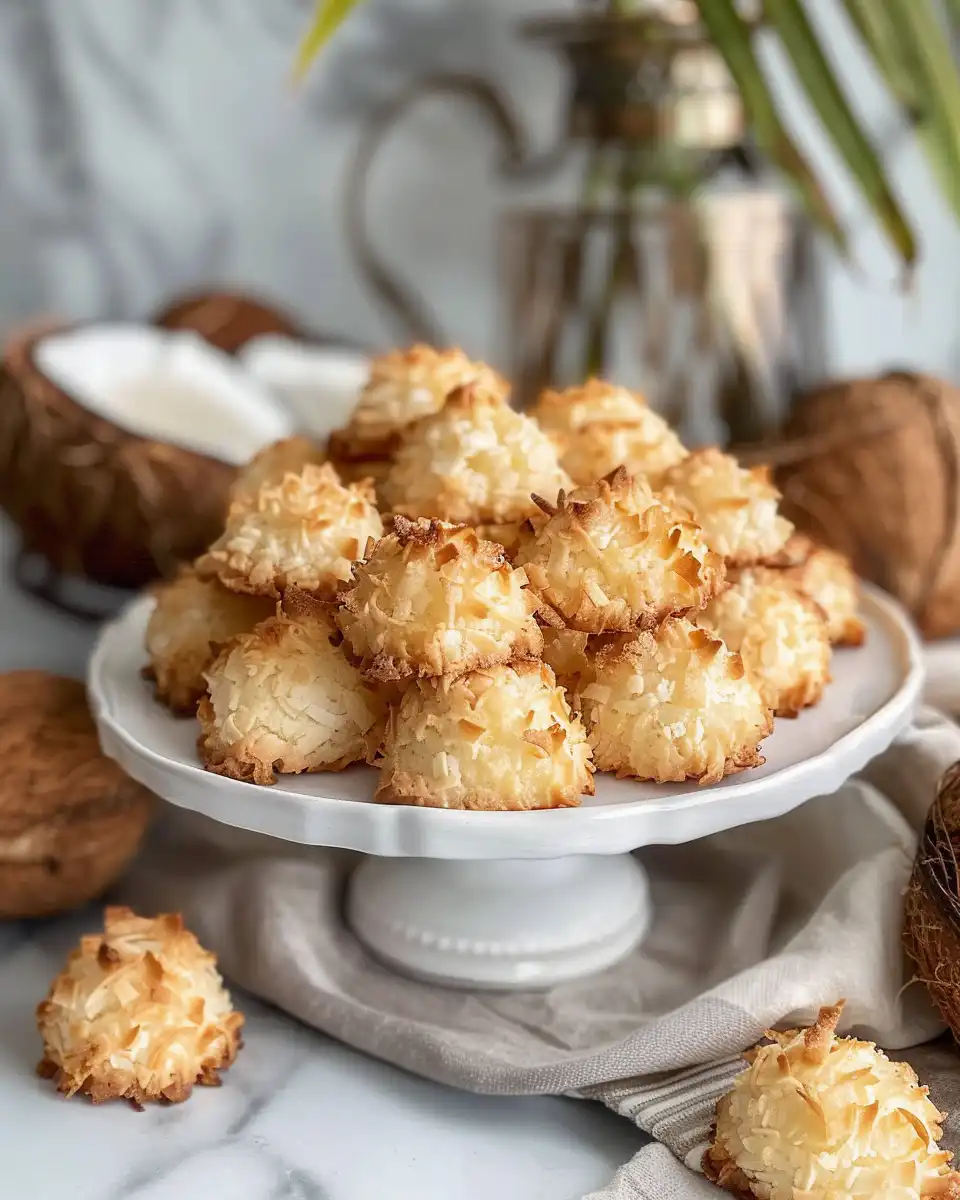 Fresh lemon coconut macaroons cooling on a rack