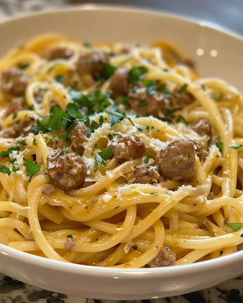 Rich and savory sausage pasta cooking in pressure cooker