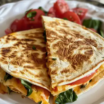 Easy Mediterranean Quesadilla taken with iphone 15 pro max --iw 2 --ar 4:5 --v 6.0 --raw