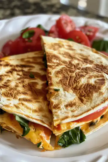 Easy Mediterranean Quesadilla taken with iphone 15 pro max --iw 2 --ar 4:5 --v 6.0 --raw