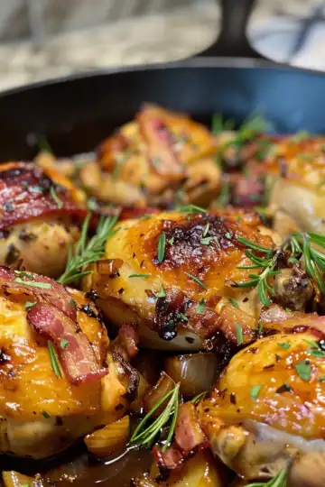 Elevate Your Dinner with Maple Garlic Bacon Chicken taken with iphone 15 pro max --iw 2 --ar 4:5 --v 6.0 --raw