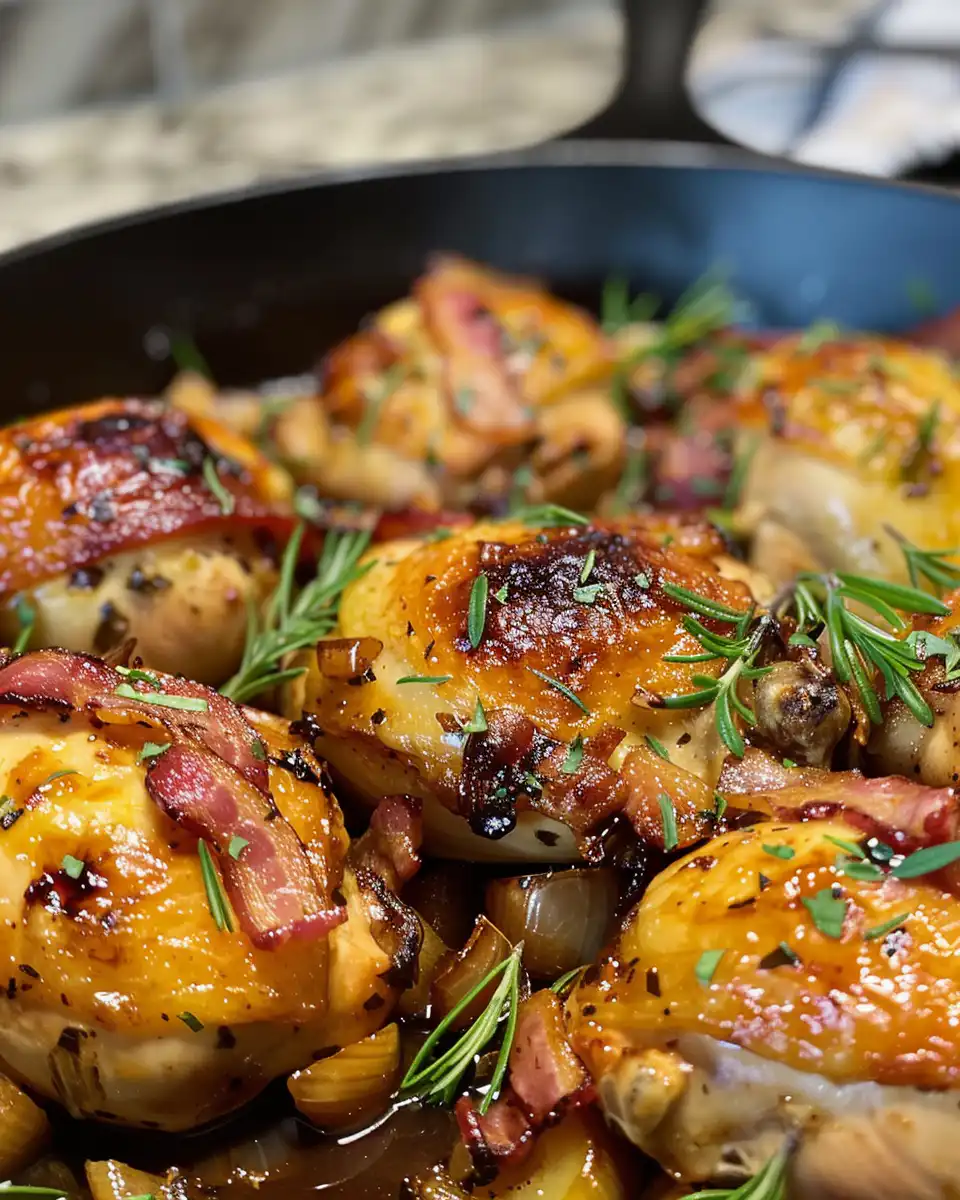 Maple glazed green beans with bacon and onions in pressure cooker