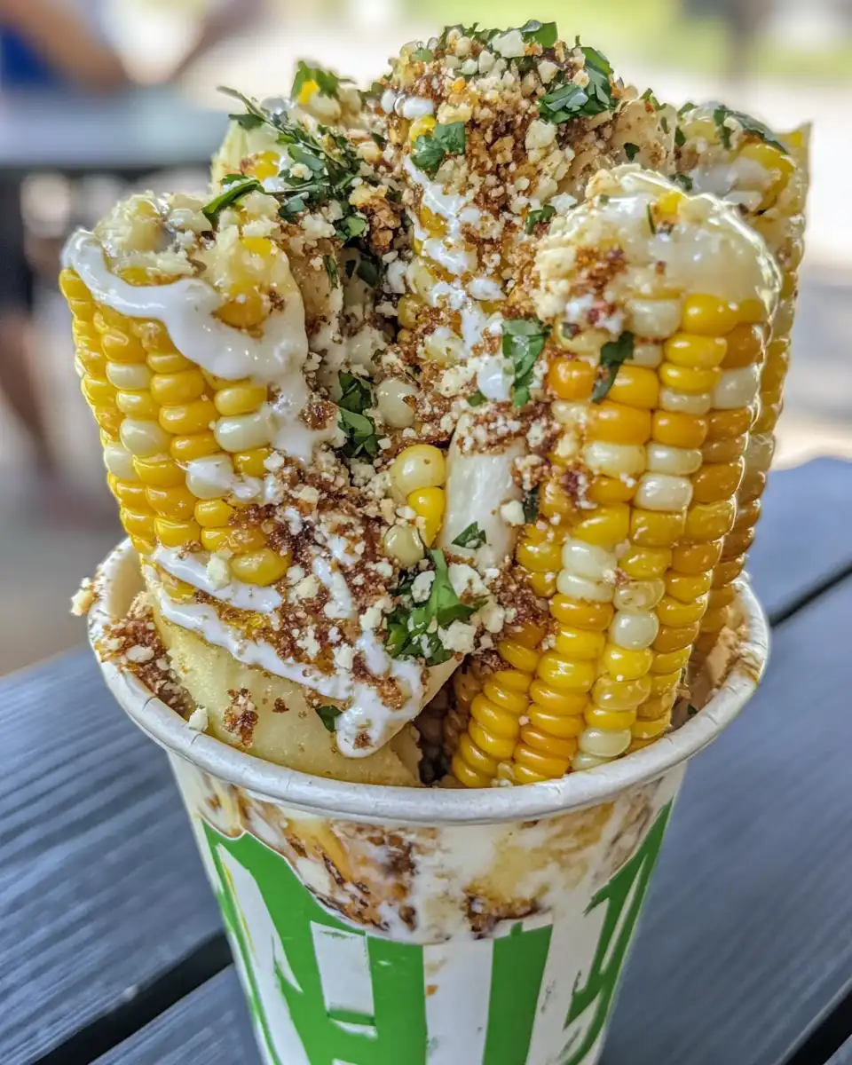 Ingredients for brisket elotes including grilled corn and creamy sauce