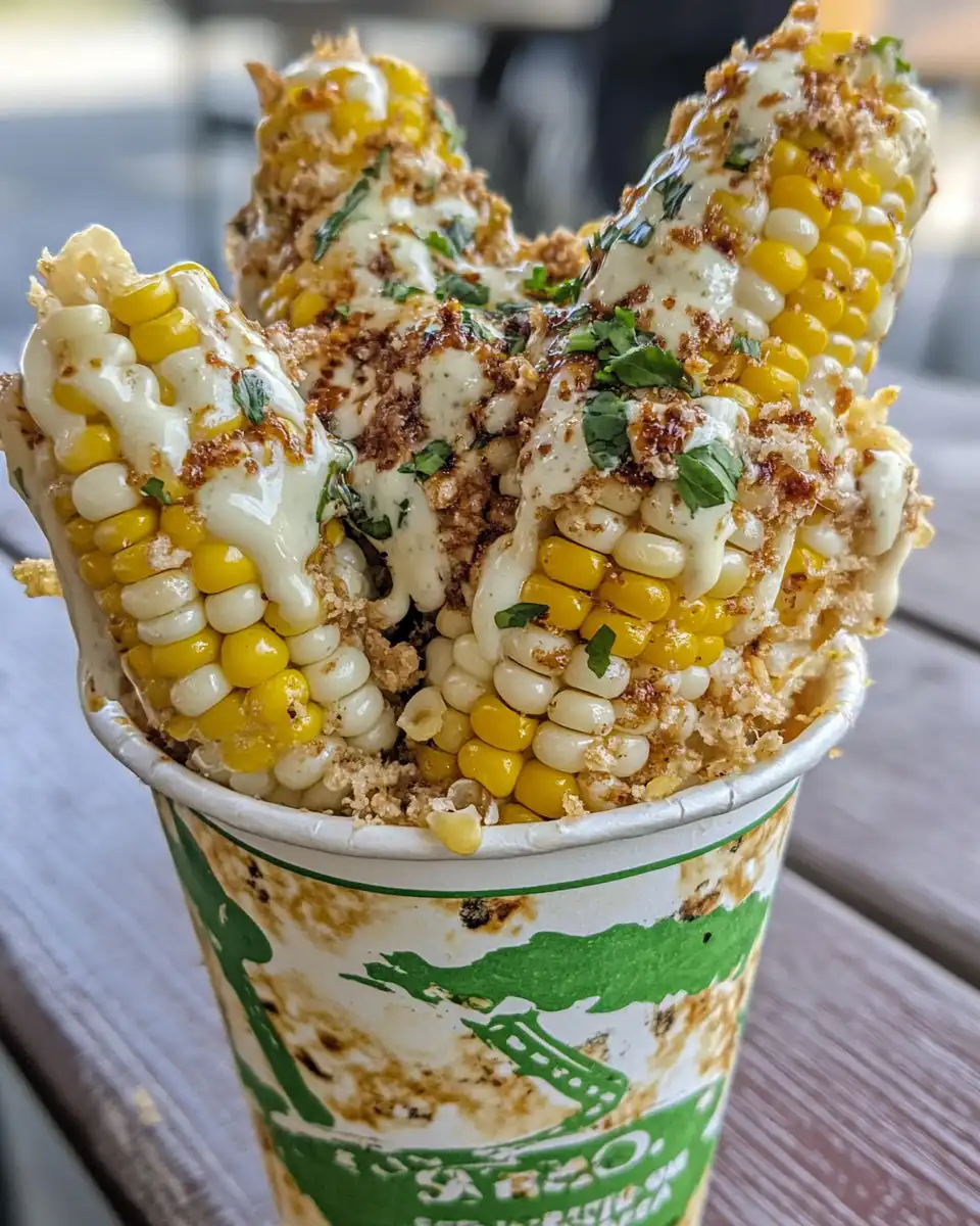 Finished brisket elotes served in a bowl with cheese and cilantro