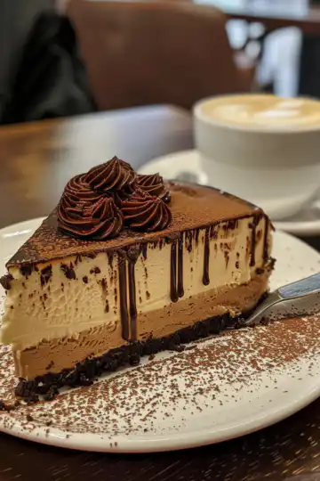 Espresso Coffee Cheesecake taken with iphone 15 pro max --iw 2 --ar 4:5 --v 6.0 --raw