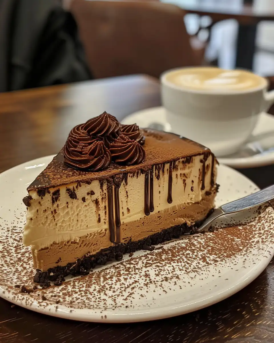 Pressure cooker with espresso coffee cheesecake inside, float valve visible