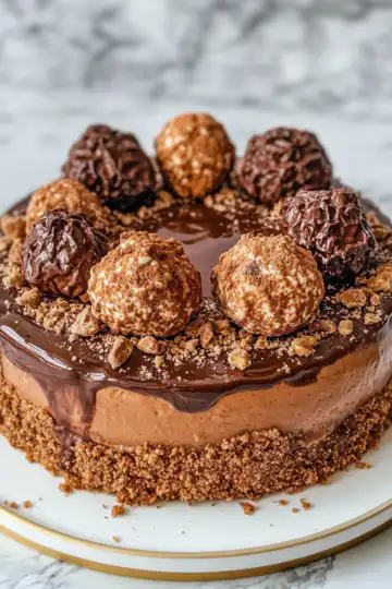 Ferrero Rocher Nutella Cheesecake Recipe taken with iphone 15 pro max --iw 2 --ar 4:5 --v 6.1 --raw