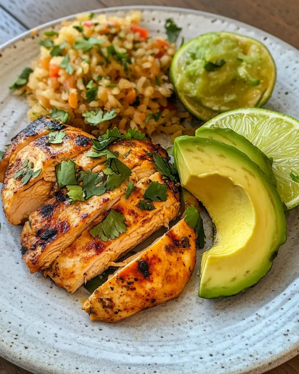 Fresh ingredients for Fiesta Lime Chicken recipe including avocados and spices