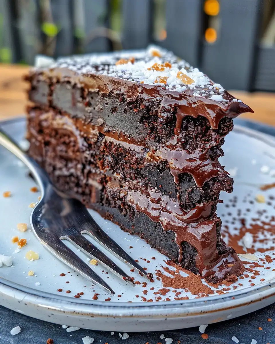 Ingredients and preparation steps for flourless chocolate cake garnish