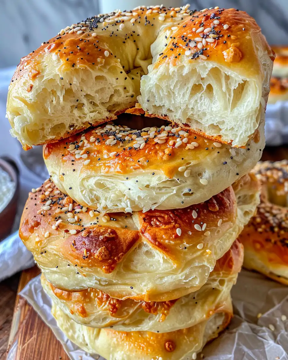 Ingredients for Greek yogurt bagels including flour, yogurt, and seasonings