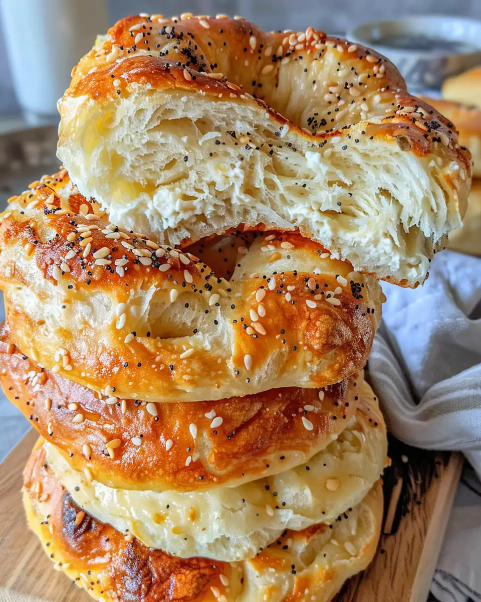 Shaped and topped bagels ready for oven baking