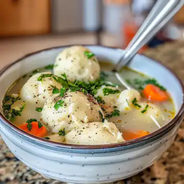 Fluffy matzo ball soup taken with iphone 15 pro max --iw 2 --ar 4:5 --v 6.0 --raw
