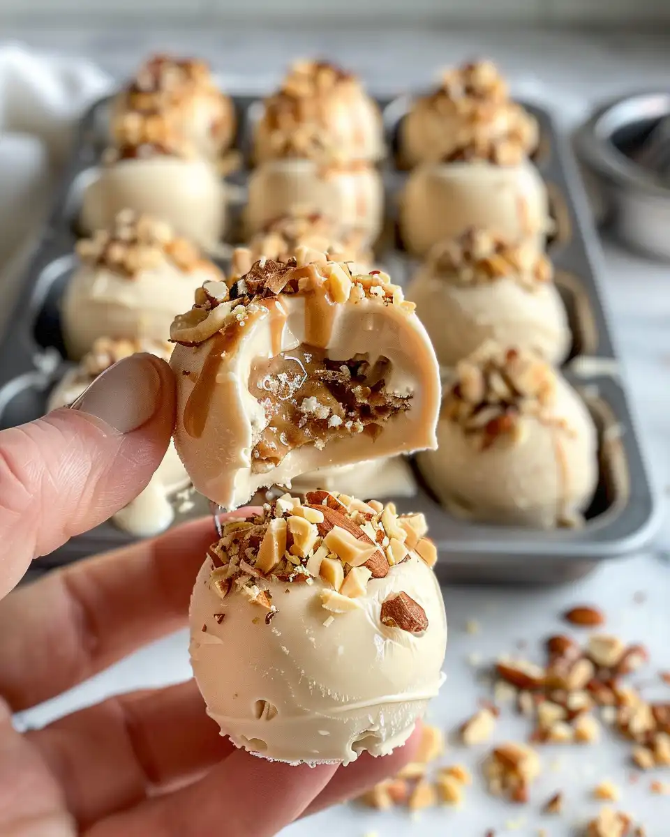 Frozen peanut butter yogurt bites ready to enjoy from freezer
