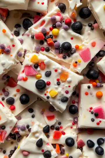 Frozen Yogurt Bark taken with iphone 15 pro max --iw 2 --ar 4:5 --v 6.1 --raw