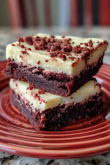 Fudgy Red Velvet Brownies With Cheesecake Layer taken with iphone 15 pro max --iw 2 --ar 4:5 --v 6.0 --raw