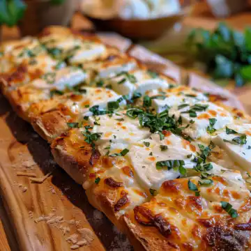 Garlic bread with mozzarella taken with iphone 15 pro max --iw 2 --ar 4:5 --v 6.0 --raw