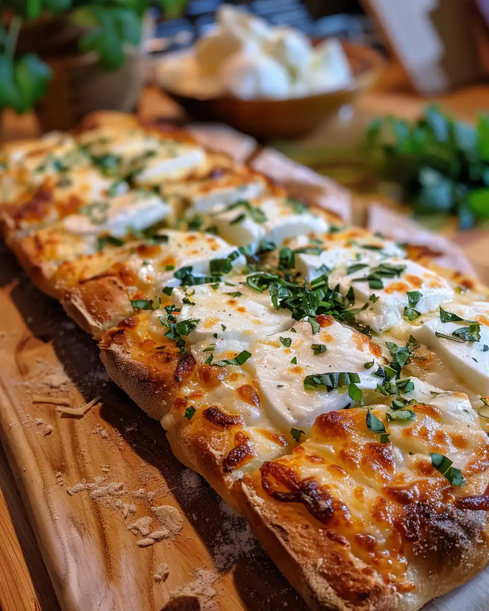 Pressure cooker garlic bread with mozzarella cheese melting