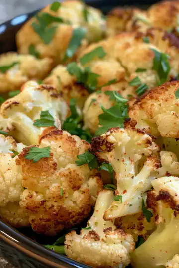 Garlic Butter Roasted Cauliflower taken with iphone 15 pro max --iw 2 --ar 4:5 --v 6.0 --raw