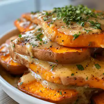 Garlic Scalloped Sweet Potatoes taken with iphone 15 pro max --iw 2 --ar 4:5 --v 6.1 --raw