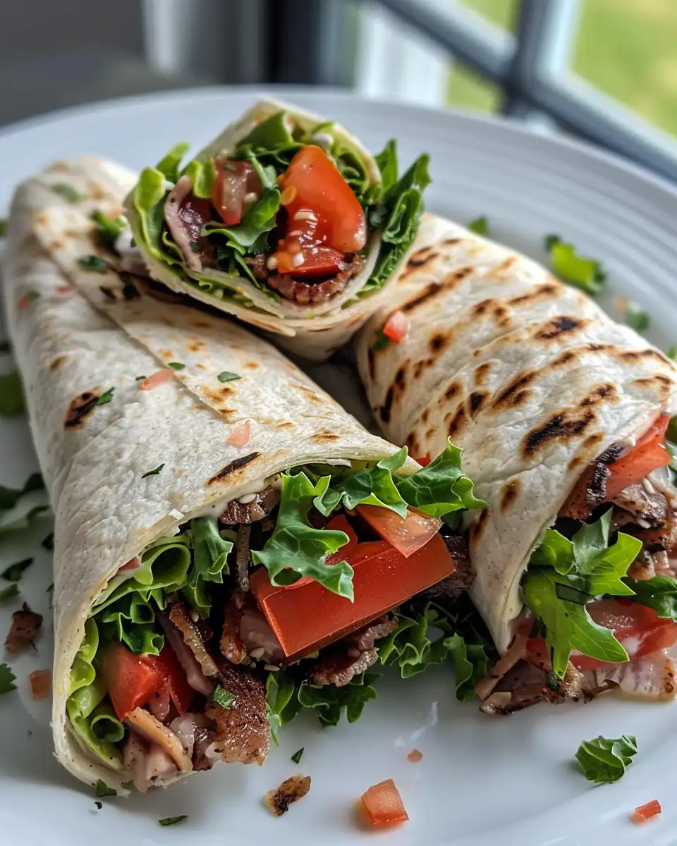 Finished BLT sandwich cut in half ready to serve