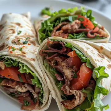 Gourmet BLT Wraps with Secret Sauce taken with iphone 15 pro max --iw 2 --ar 4:5 --v 6.0 --raw