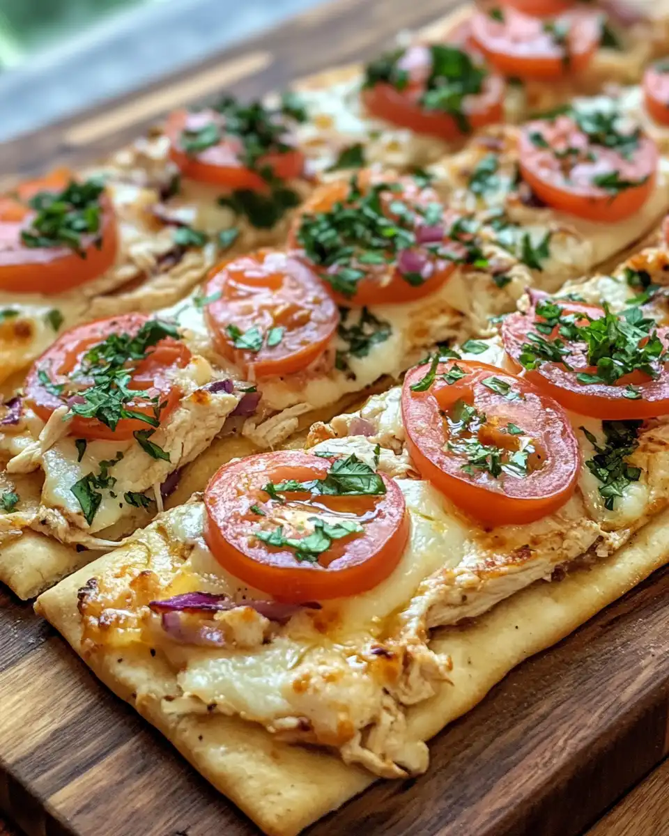 Fresh Greek chicken gyro flatbread with herbs and lemon
