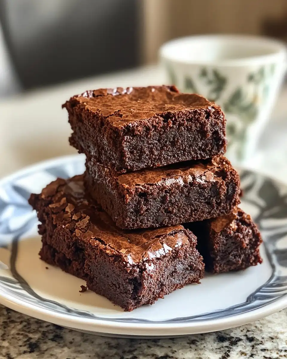 Freshly baked Greek yogurt brownies served on a plate