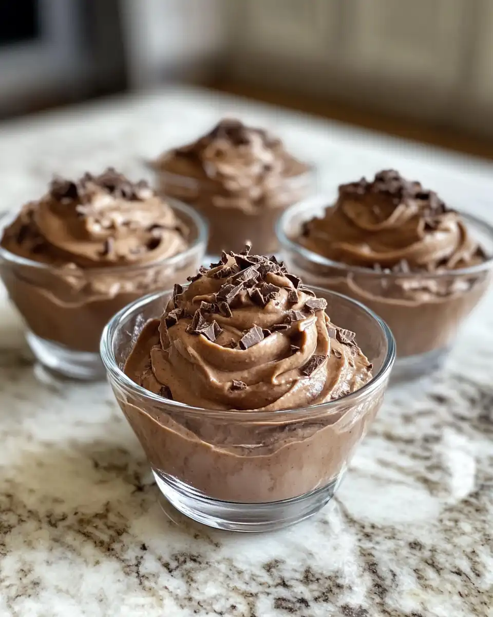 Mixing Greek yogurt with cacao powder in bowl for mousse