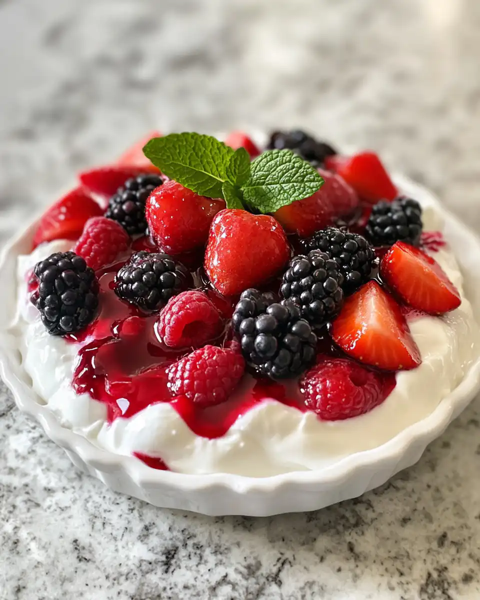 Final serving of creamy Greek yogurt jello dessert