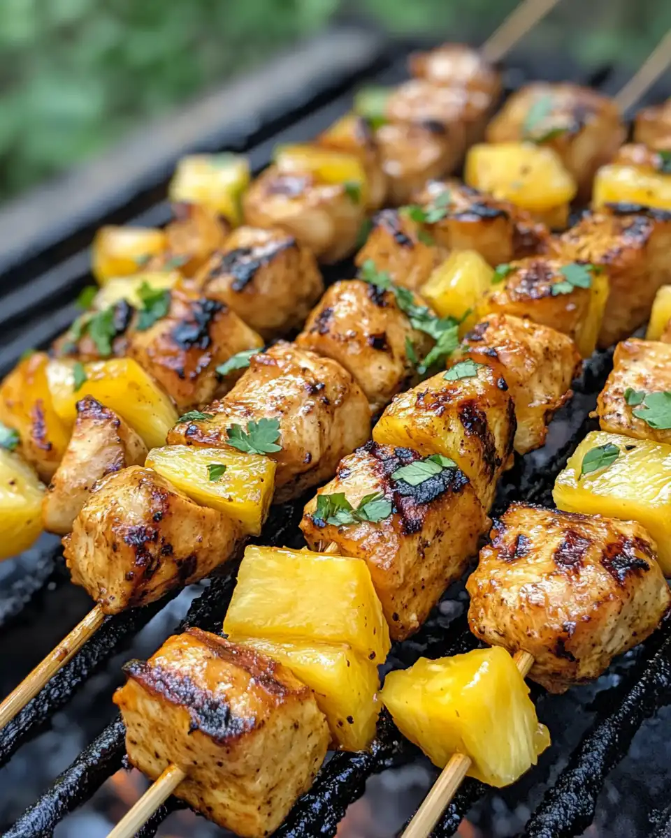 Grilled mango and pineapple chicken with fresh salsa in a bowl
