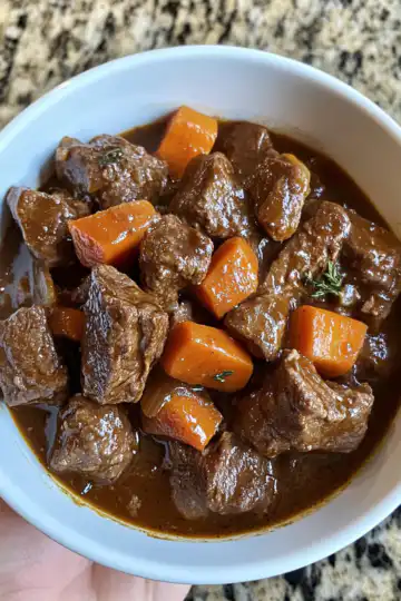 Guinness beef stew taken with iphone 15 pro max --iw 2 --ar 4:5 --v 6.1 --raw