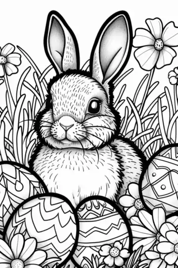 Happy Easter Coloring Page taken with iphone 15 pro max --iw 2 --ar 4:5 --v 6.0 --raw