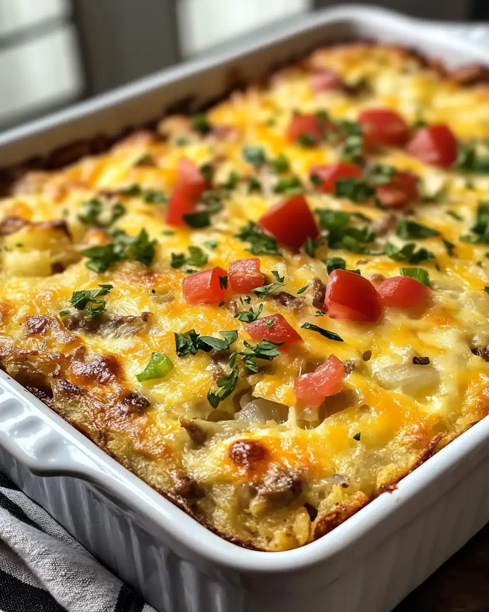 Final serving of hash brown breakfast casserole