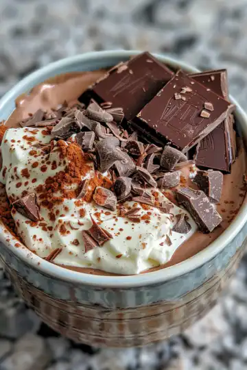 Healthy and Decadent Greek Yogurt Chocolate Mousse Recipe taken with iphone 15 pro max --iw 2 --ar 4:5 --v 6.0 --raw