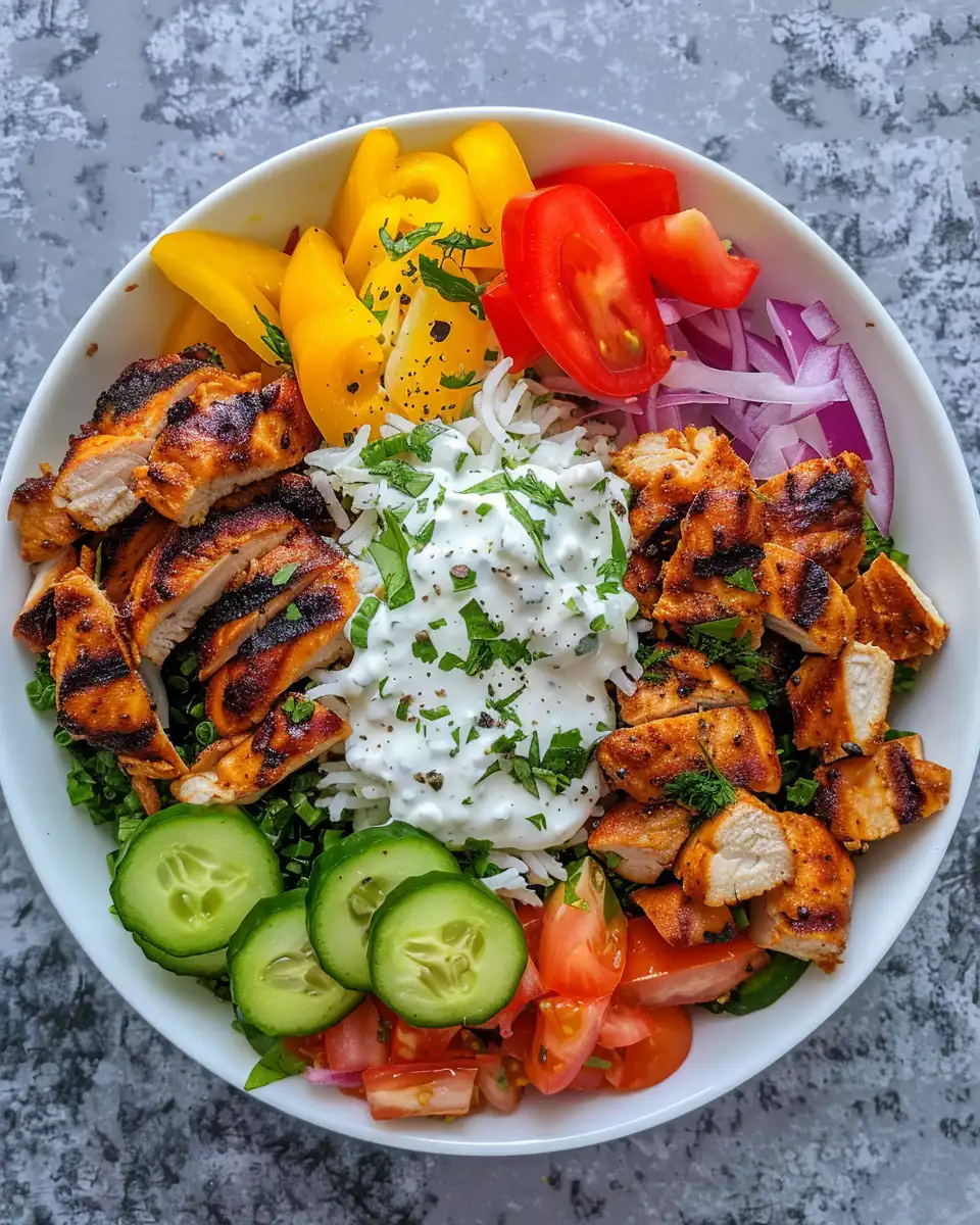Final plated healthy chicken gyro bowl ready to serve