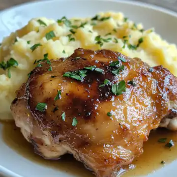 Healthy Chipotle Honey Chicken Thighs with Smoked Gouda Mashed Potatoes taken with iphone 15 pro max --iw 2 --ar 4:5 --v 6.1 --raw