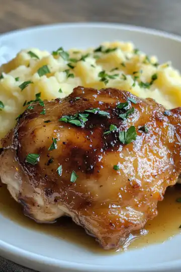 Healthy Chipotle Honey Chicken Thighs with Smoked Gouda Mashed Potatoes taken with iphone 15 pro max --iw 2 --ar 4:5 --v 6.1 --raw