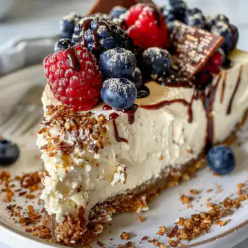 Healthy High Protein Greek Yogurt Cheesecake taken with iphone 15 pro max --iw 2 --ar 4:5 --v 6.0 --raw