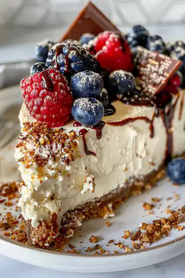 Healthy High Protein Greek Yogurt Cheesecake taken with iphone 15 pro max --iw 2 --ar 4:5 --v 6.0 --raw