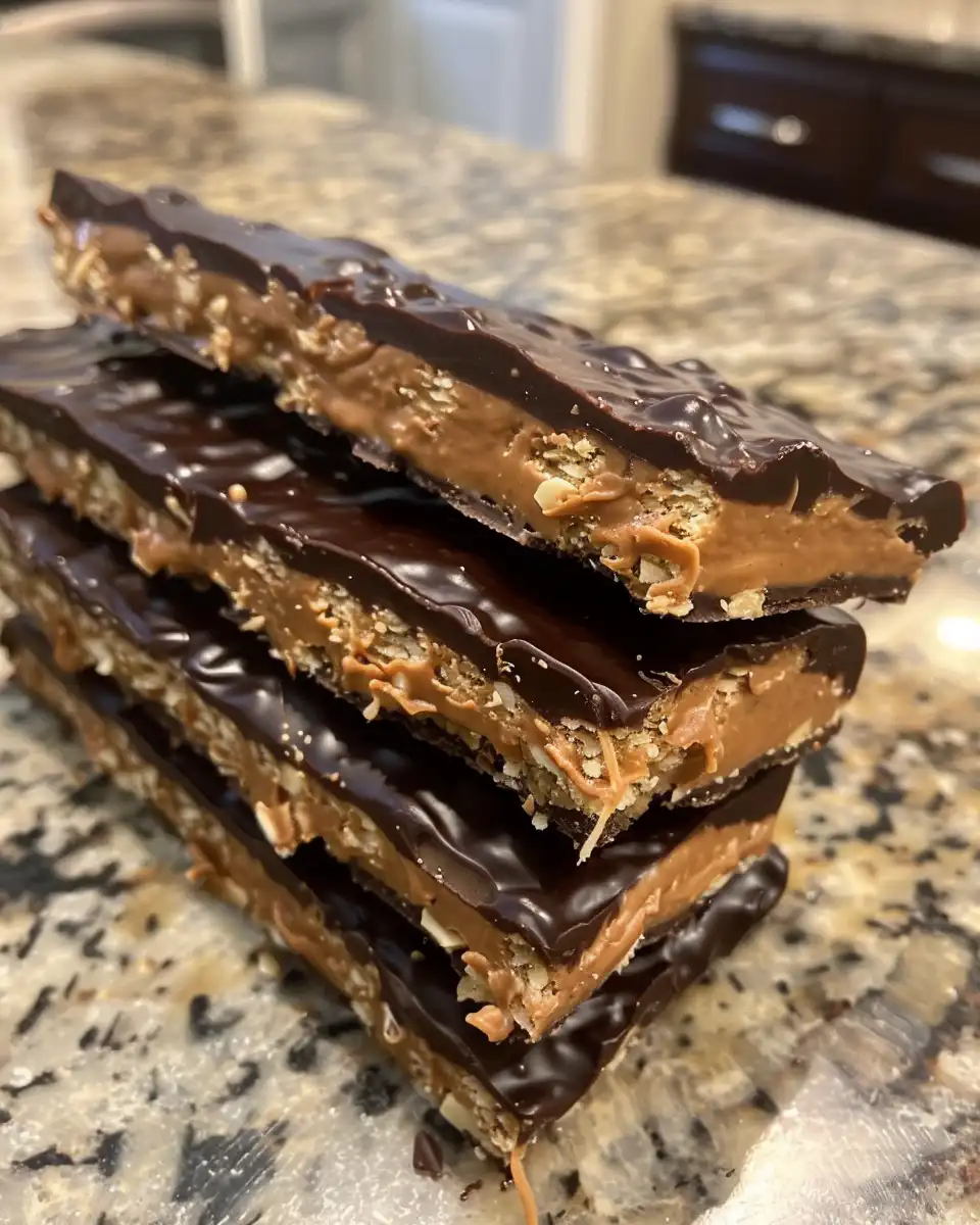 Close-up of a chocolate topped peanut butter butterfinger bar