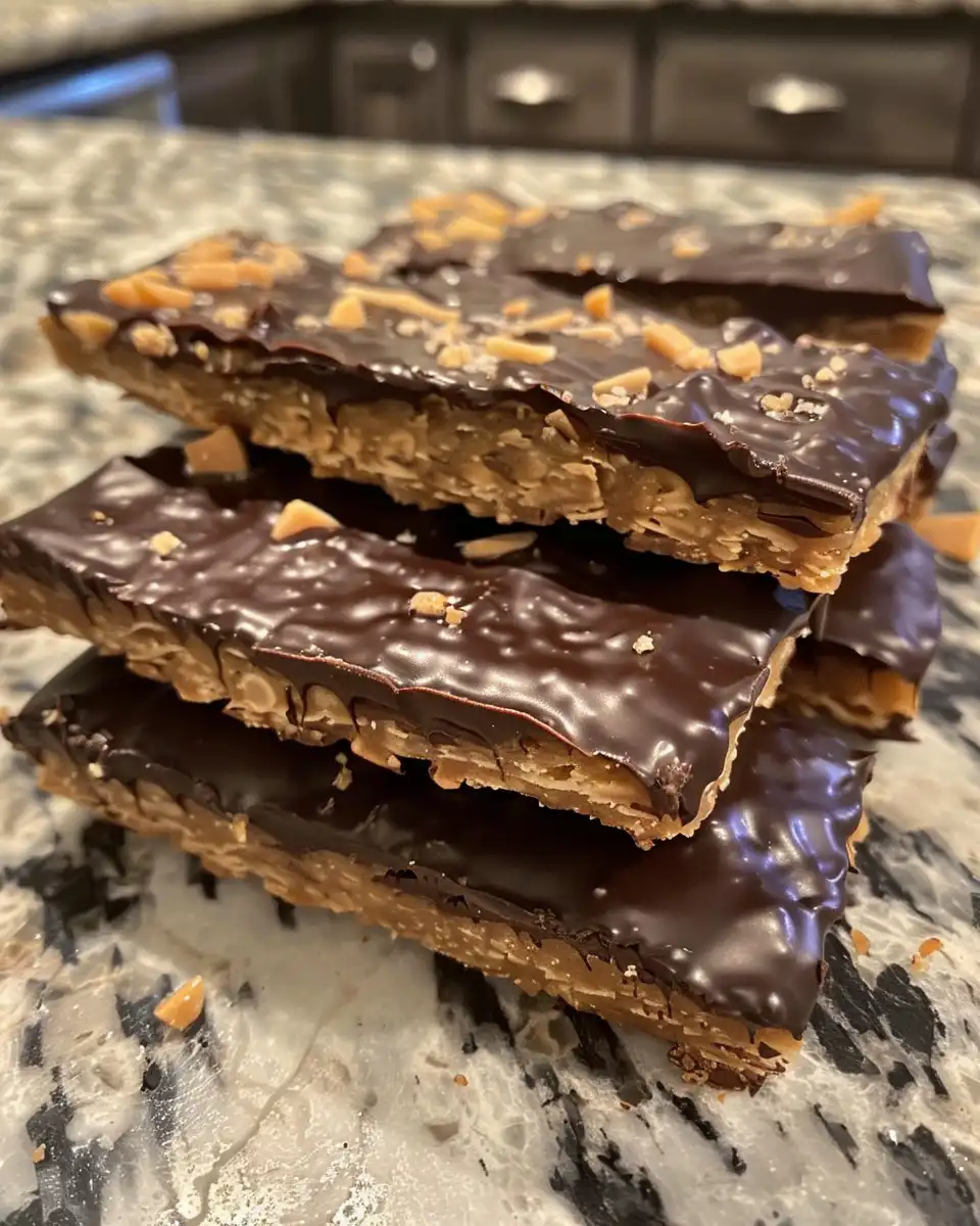 Fresh homemade peanut butter butterfinger bars cooling